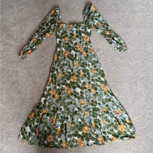 Reformation Green and Orange Long Sleeve Dress